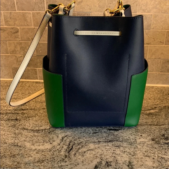 Ralph Lauren Navy and Green Debby Crossbody Bag Leather - Picture 4 of 12